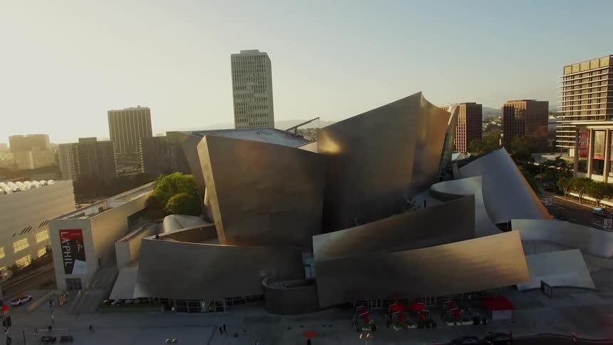 The sun is shining on Disney Concert Hall in Downtown Los Angeles