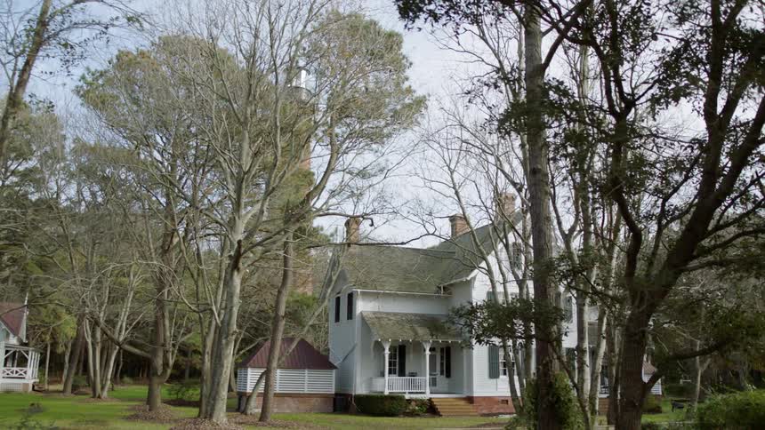 White house surrounded by trees