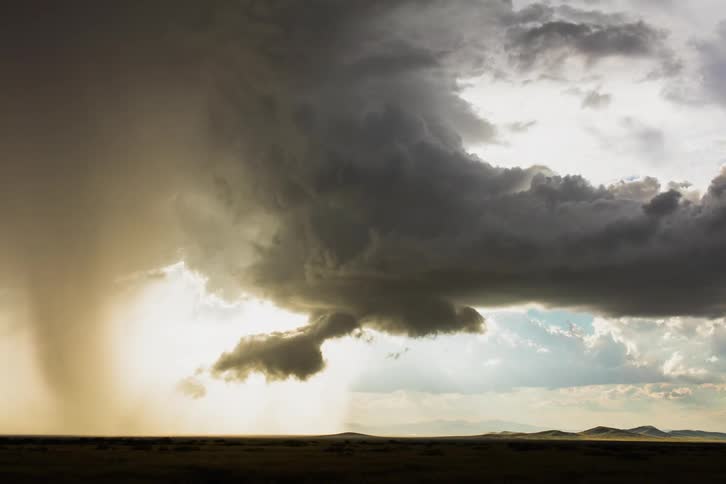 Time-lapse of a storm arriving near sunset