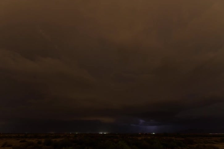 Lightning strikes rapidly as a storm brews