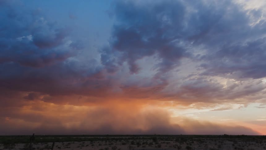 Clouds are rolling across the sky