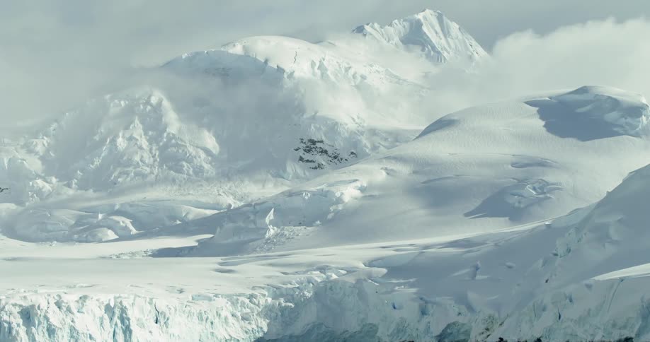 Snow covers a mountainside