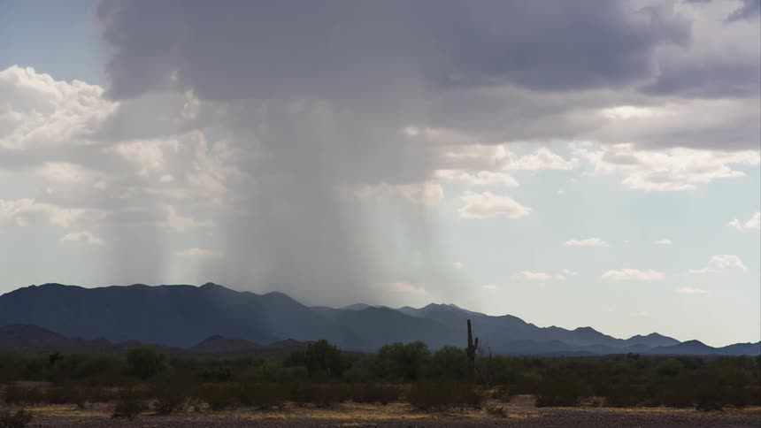 Clouds float over the desert