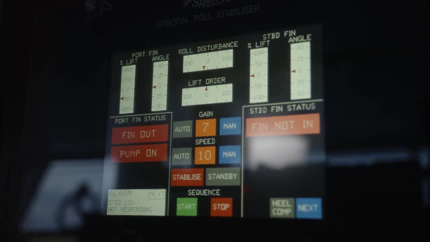 A button on a ships control screen flashes