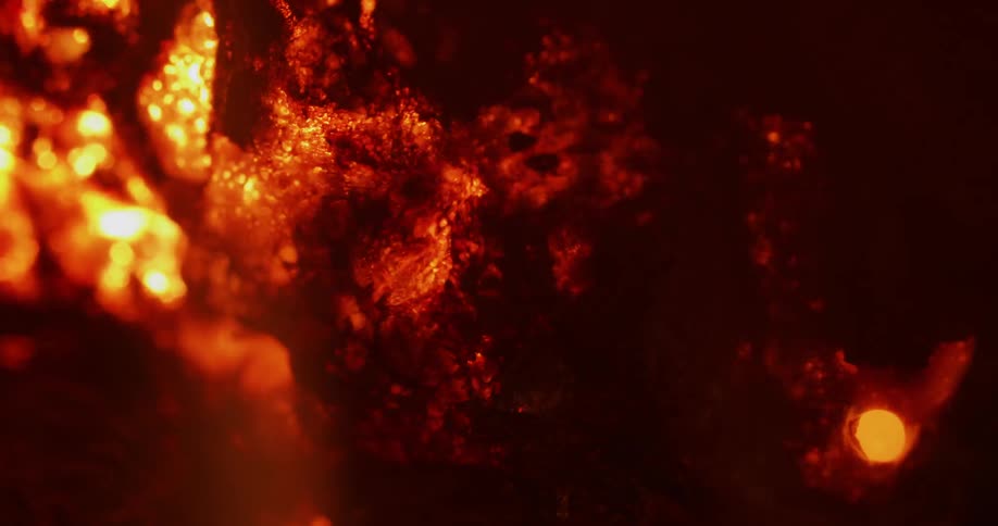 The surface bubbles and breaks as it burns