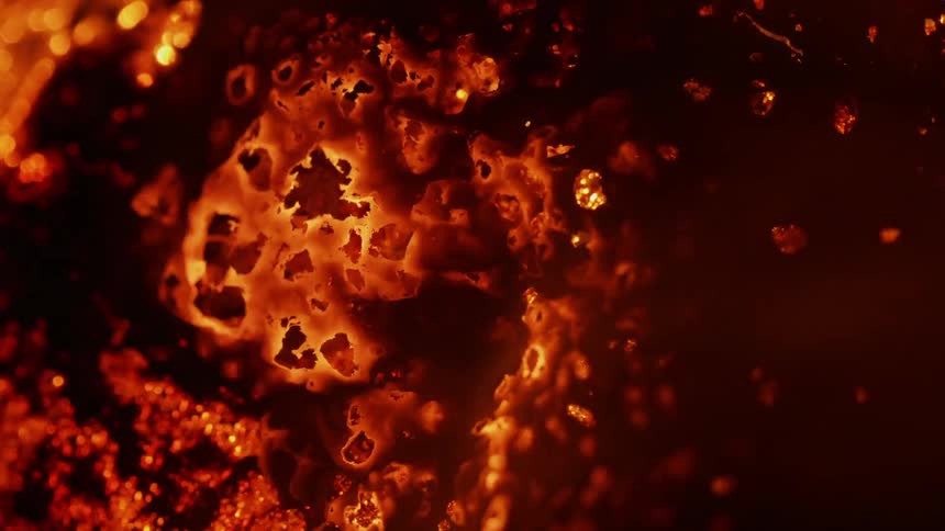 An orange glowing fire burns