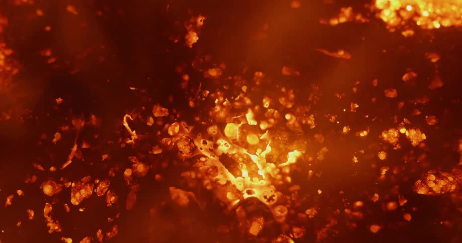 A fire burns red hot