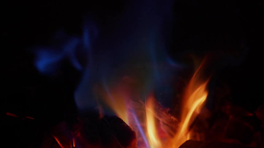 A fire burns