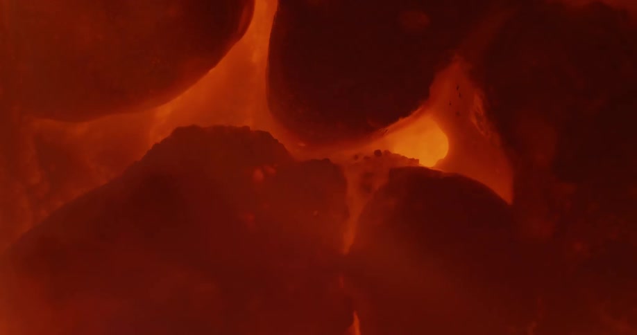 Red lava moves slowly
