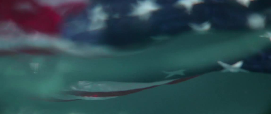 American flag waving underwater