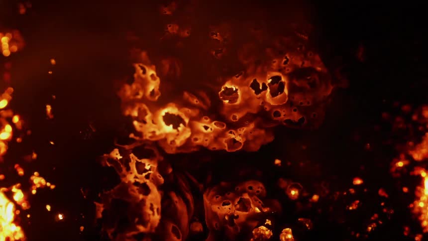 Hot lava shimmers in the dark