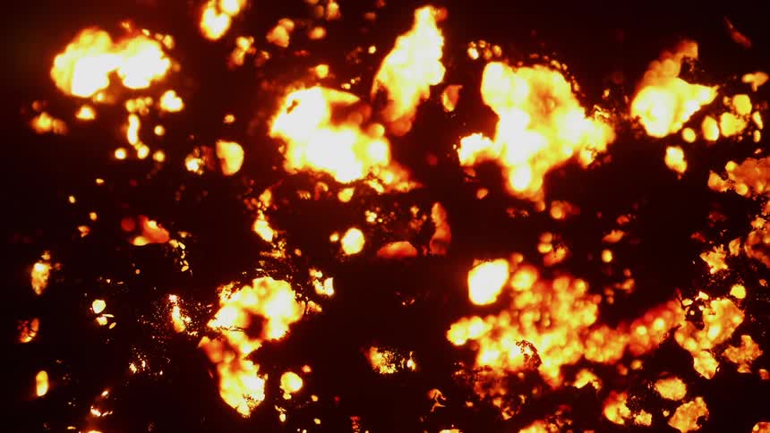 The debris is burning and flickering