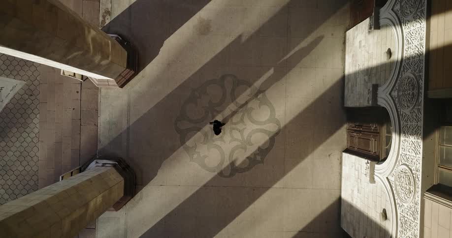 A person opens a building door and enters