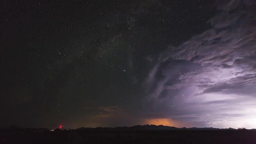 A storm is shown at night