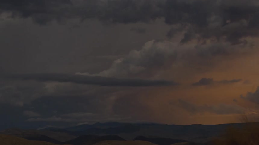 Lightning flashes in a stormy sky