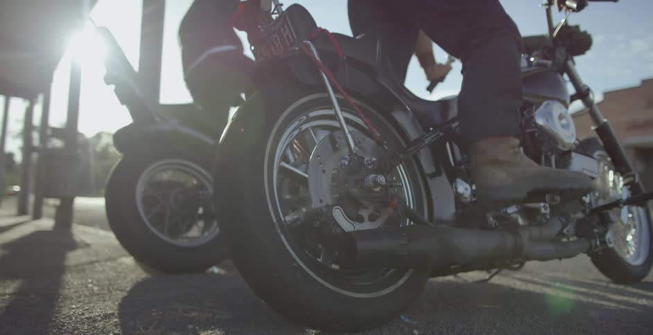 Man tries to start his motorcycle