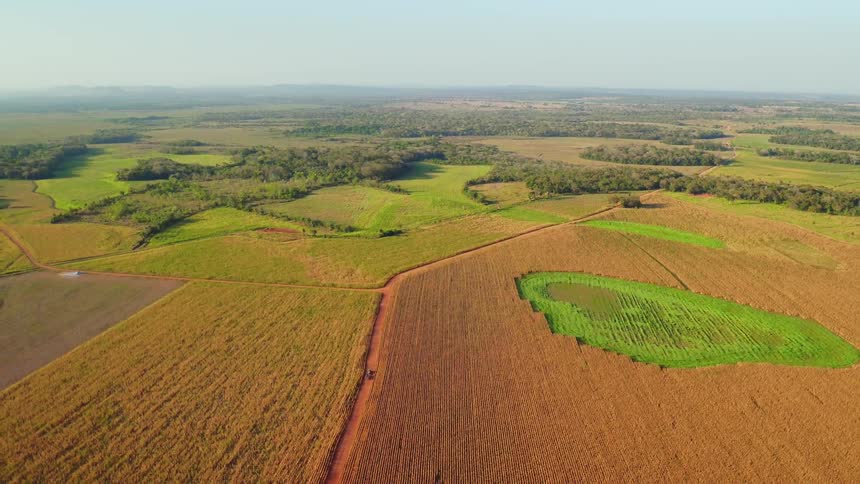 Large fields sit under a blue sky
