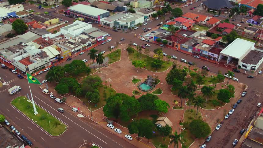 Vehicles travel on a city street