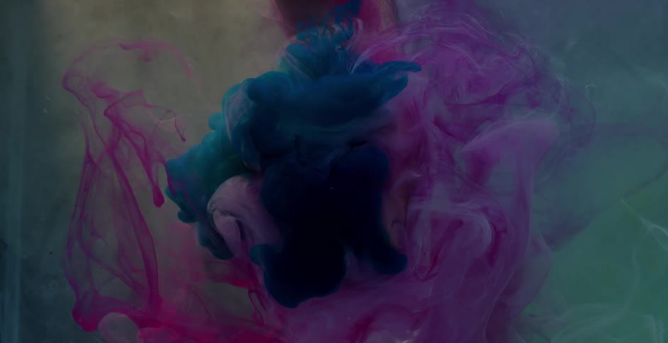 The ink colors move together in the water
