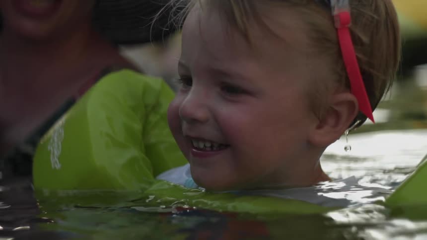 A child is having fun in the water