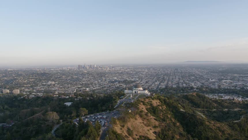The griffith observatory overlooks the city below