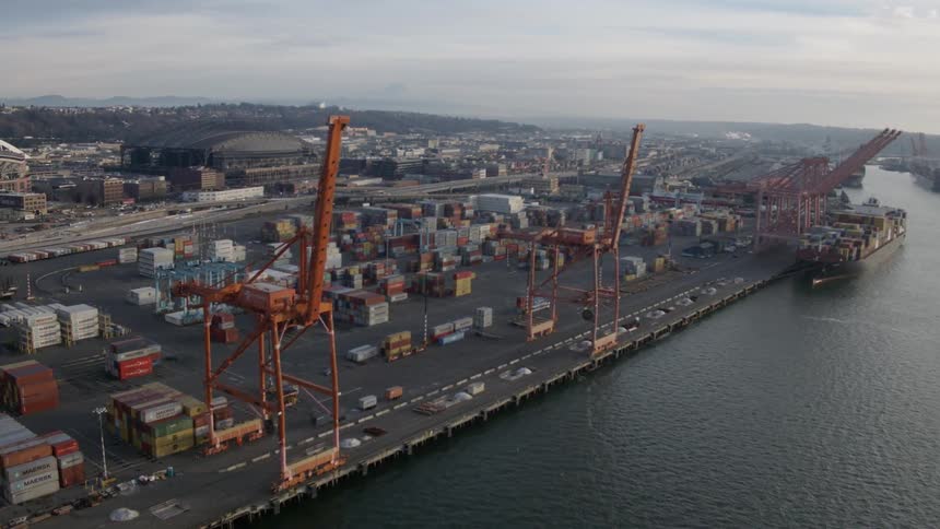 A deepwater maritime industrial shipping port