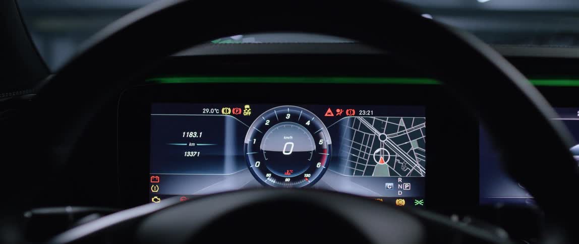 A car speedometer is shown