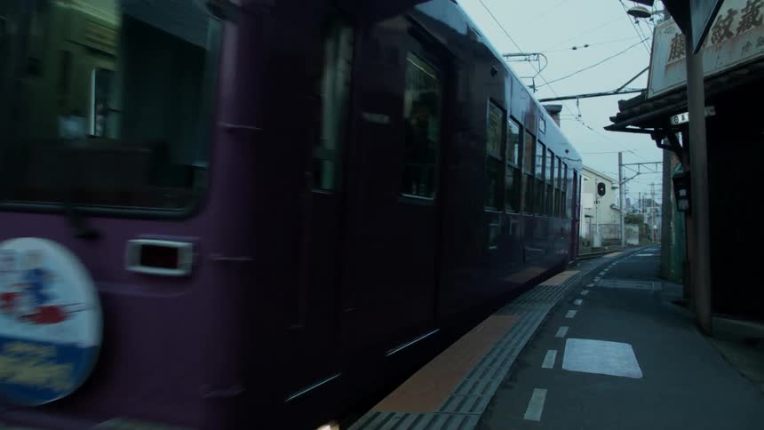 A train pulling into a station