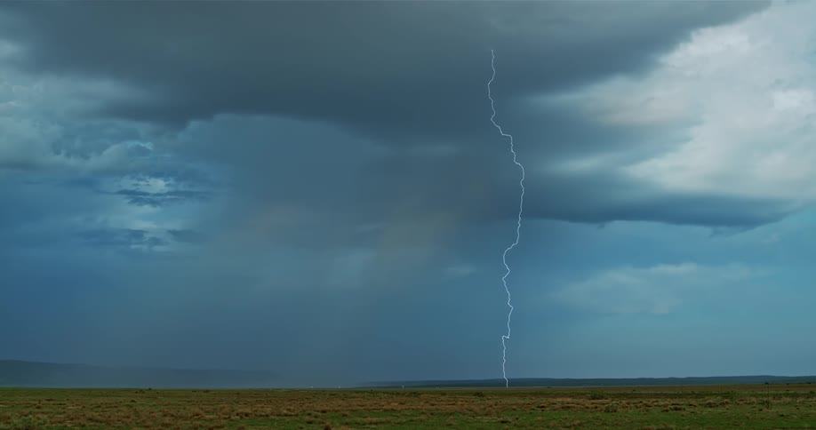 Lightning flashes during a storm