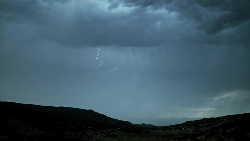 Lightning strikes and spreads in the sky
