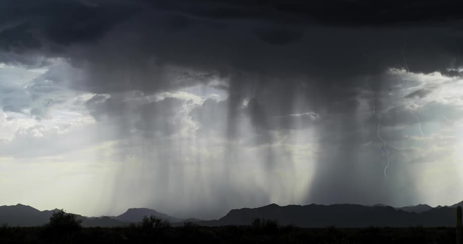 Lightning flashes during a storm
