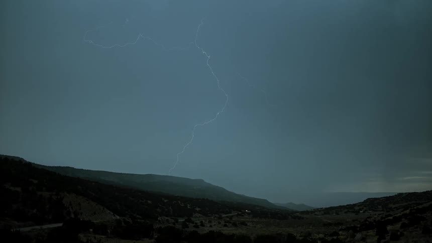 Lightning flashes in the sky