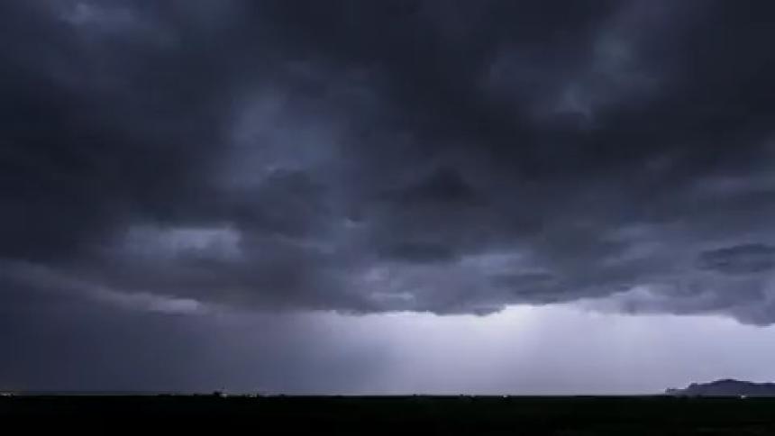 Lightning flashes during a storm