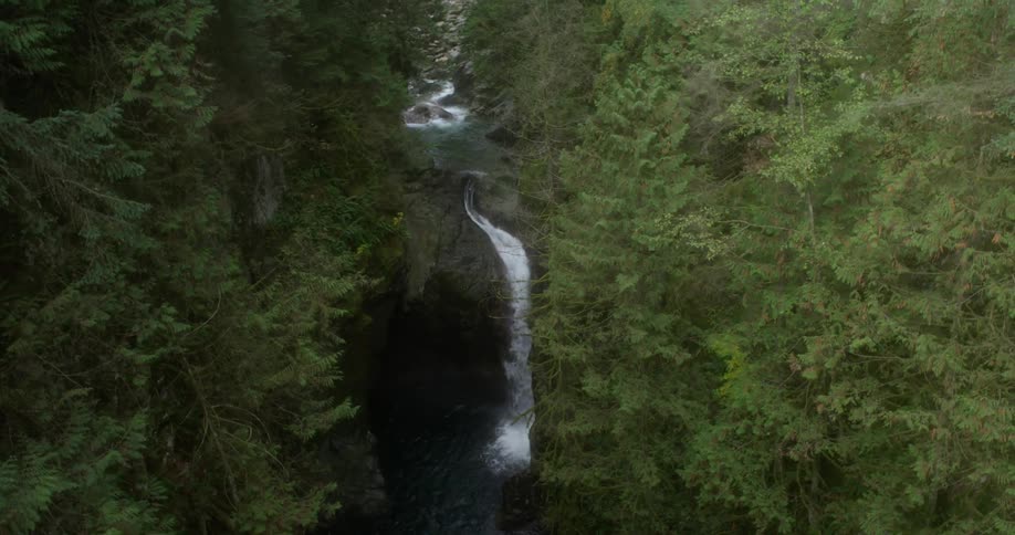 The waterfall is filling the spring below