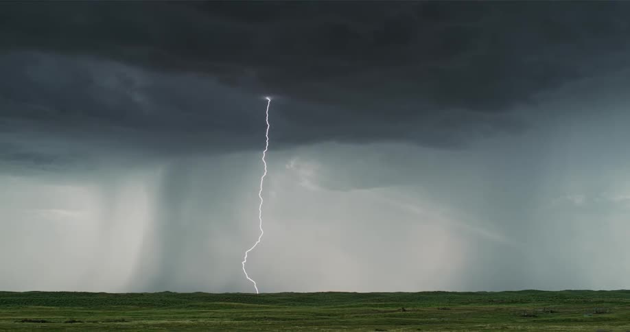 Lightning striking from a stormy cloud
