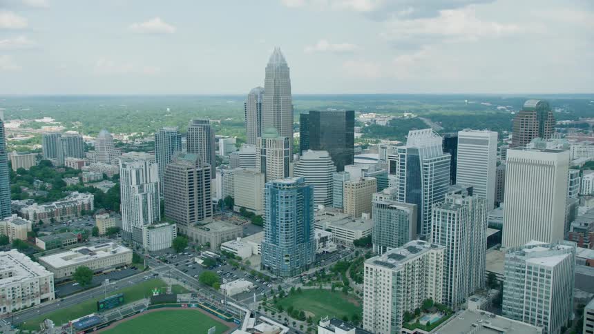 The city is covered with thick clouds above