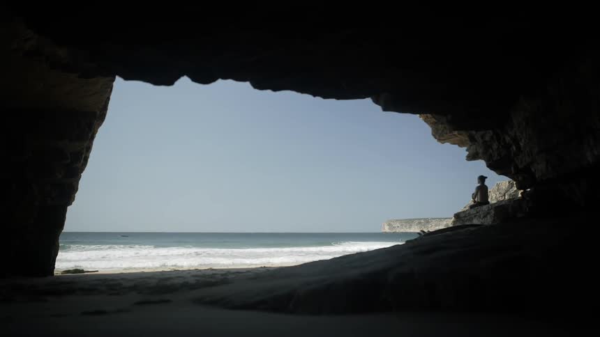 Ocean waves wash ashore a beach