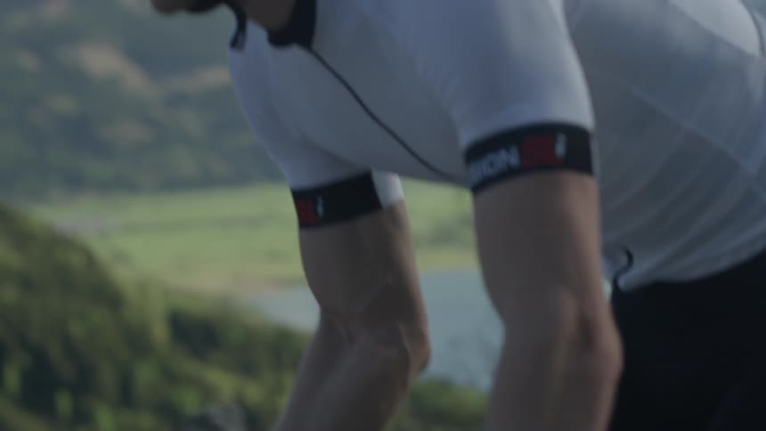 A bicyclist rides on the road