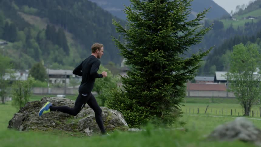 A jogger runs outside