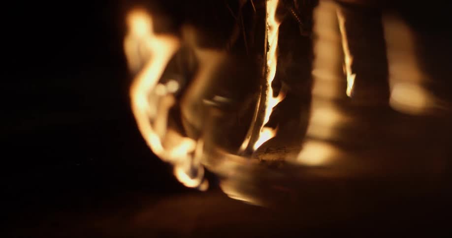 A fire burns in a circle