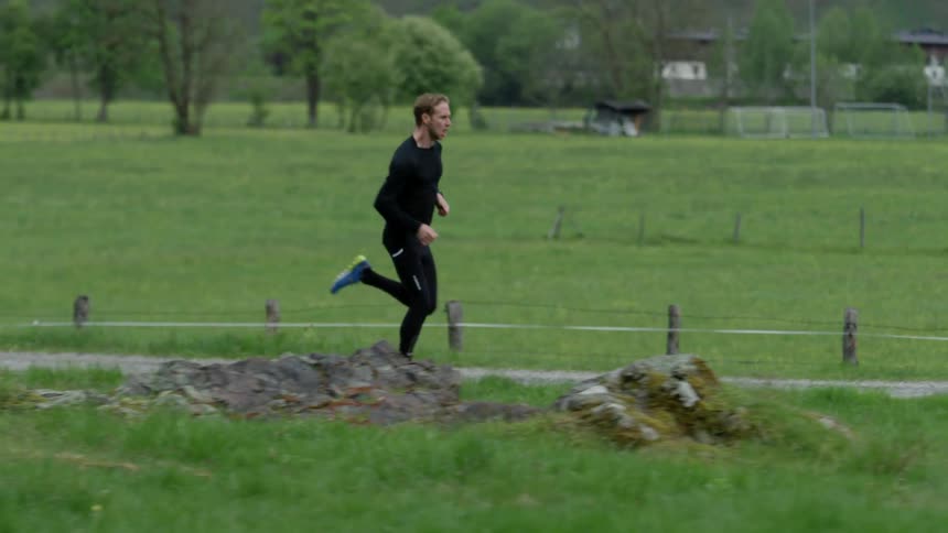 A man jogs outside