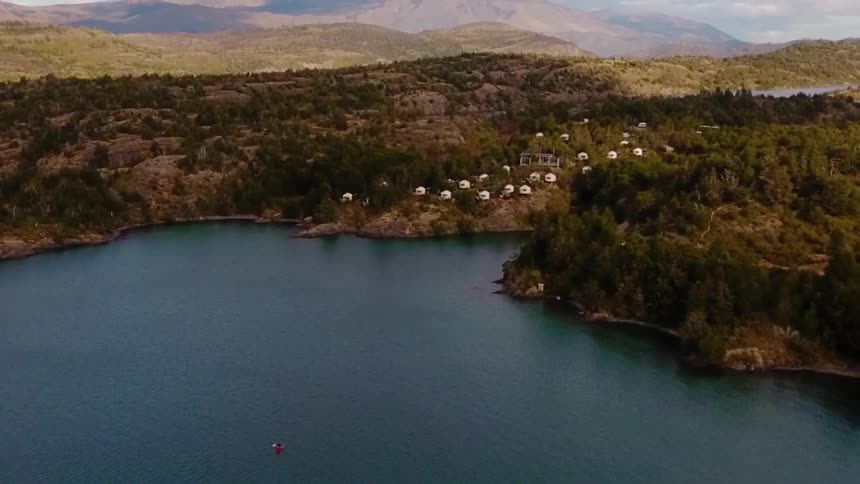 Mountains surround a lake