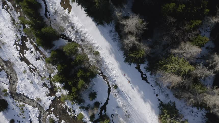 Two people cross country skiing