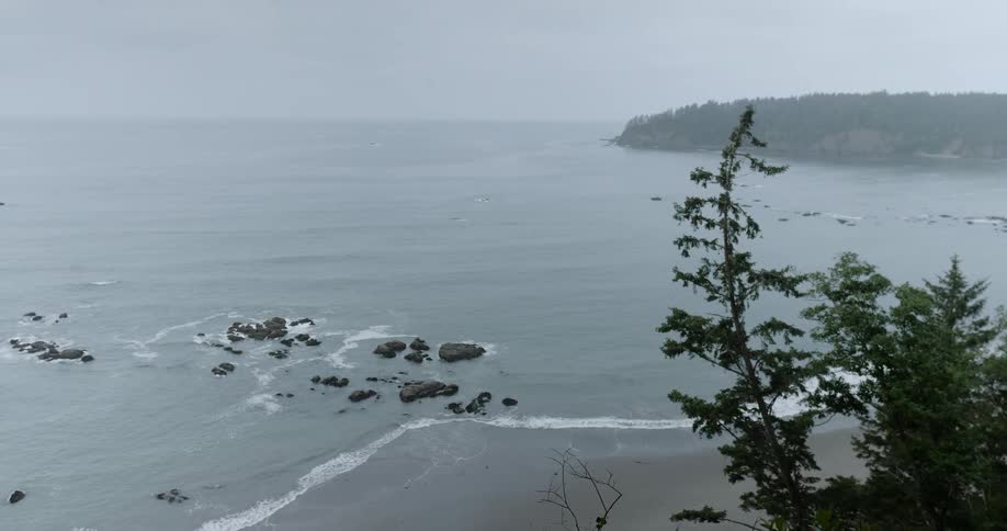 Ocean waves wash ashore a beach