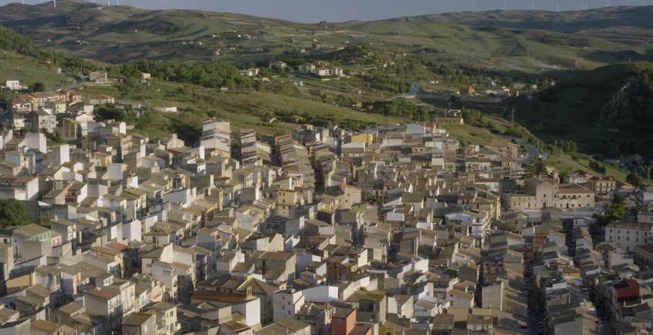 Town buildings cover a hillside