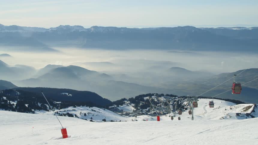 Ski lifts traverse the slopes