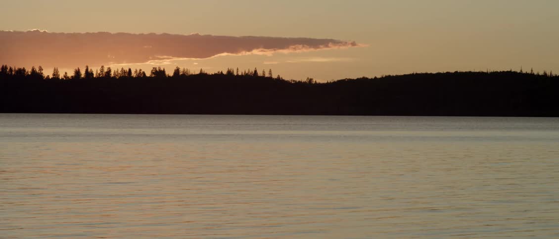 Water flows at sunset