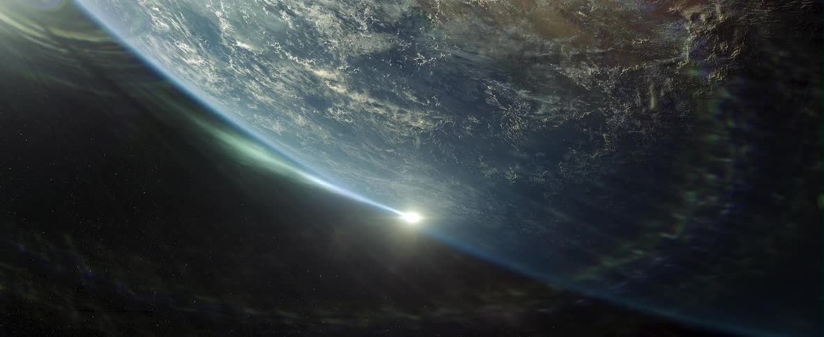 The sun shines over planet earth
