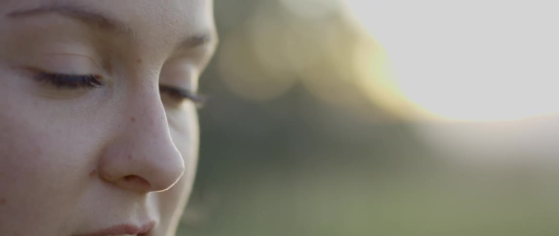 Girl slowly looks up