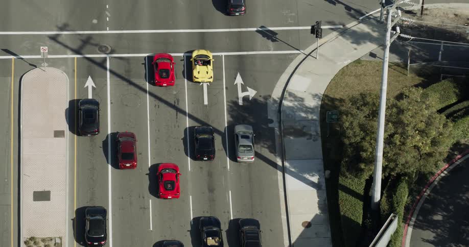 Vehicles commute through a city